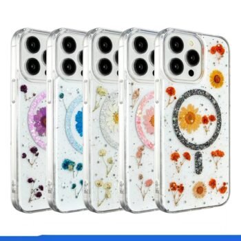 Glitter Magsafe Floral Case For iPhone 15 & 16 Series