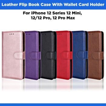 Leather Flip Wallet Card Holder Book Case Cover For iPhone 12 Series 12 Mini, 12/12 Pro, 12 Pro Max
