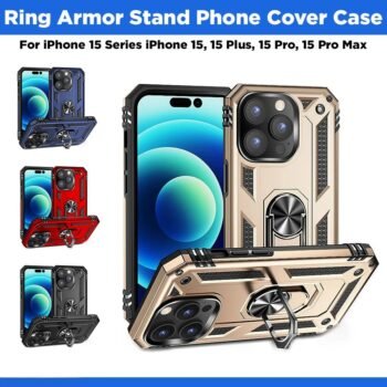 Slim Shockproof Ring Armor Stand Phone Cover Case For Apple iPhone 15 Series