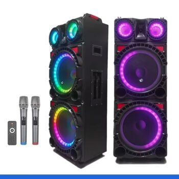 MT-1598 Trolley Speaker With BT Color LED Double 15inch Speaker 120W