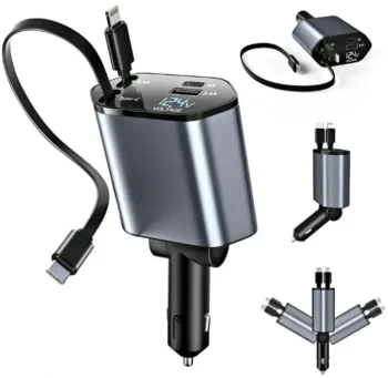 C1 4-in-1 Retractable Fast Car Phone Charger 65W