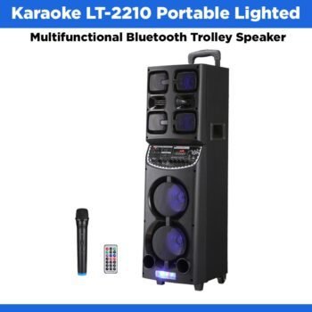 Karaoke LT-2210 Portable Lighted Multifunctional Bluetooth Trolley Speaker - Black