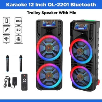 Karaoke 12 Inch QL-2201 Bluetooth Trolley Speaker With Mic