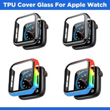 TPU Cover Glass For Apple Watch 38MM , 40MM , 41MM , 42MM , 44MM , 45MM , 49MM - Black
