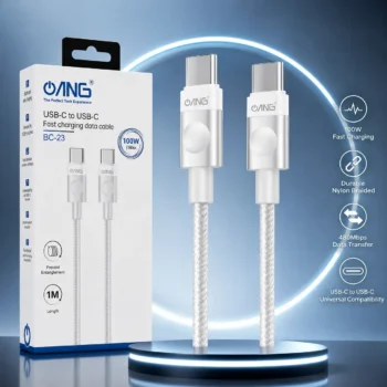 ANG BC23 USB-C to USB-C 100W Fast Charging Braided Cable 1M White